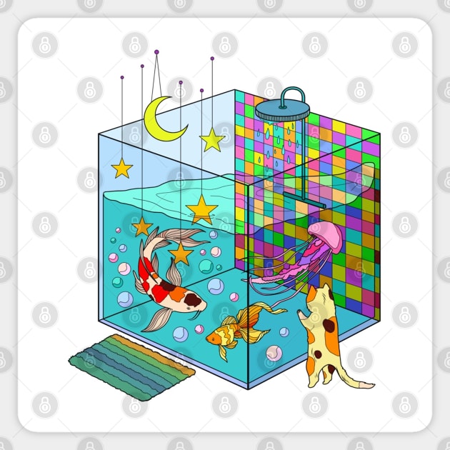 Shower Cube Sticker by AmandaGJ9t3